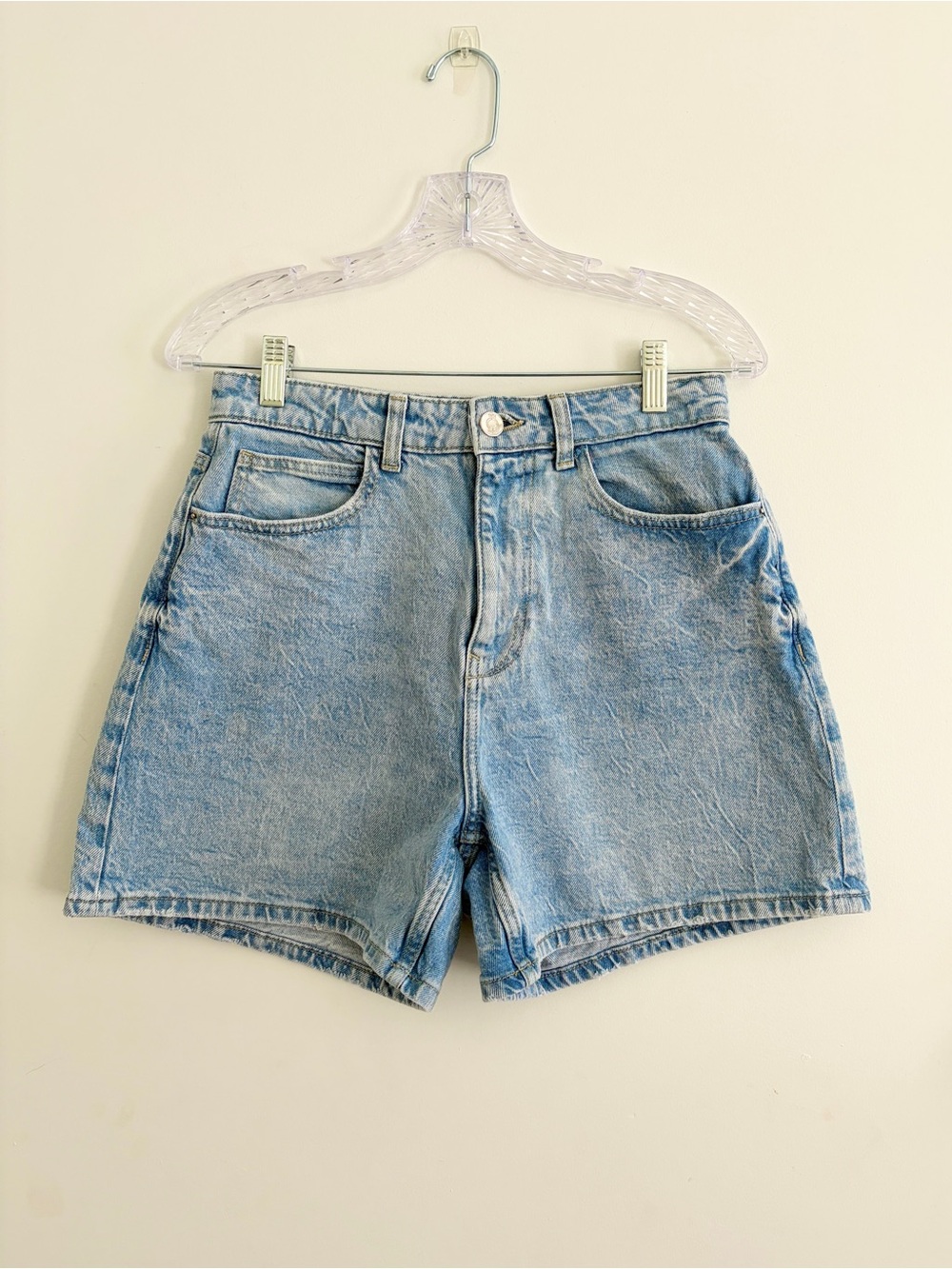 Zara Light Wash Denim Mom Shorts 4